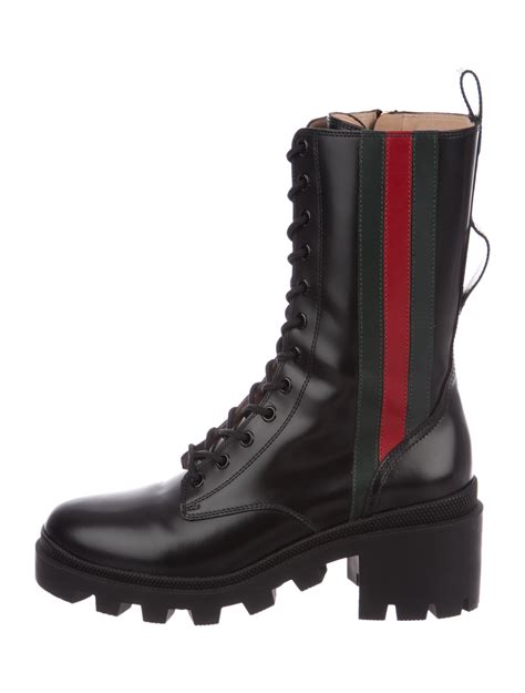 gucci leopard print combat boots|gucci high heel boots.